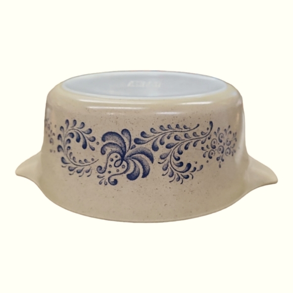 Vintage Pyrex Homestead Speckled Beige Blue Casserole Model # 475-B 2.5 L Dish - Picture 4 of 10